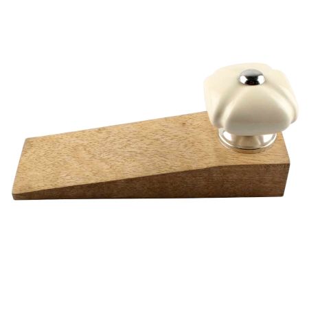 Solid Cream Square Ceramic Door Stopper